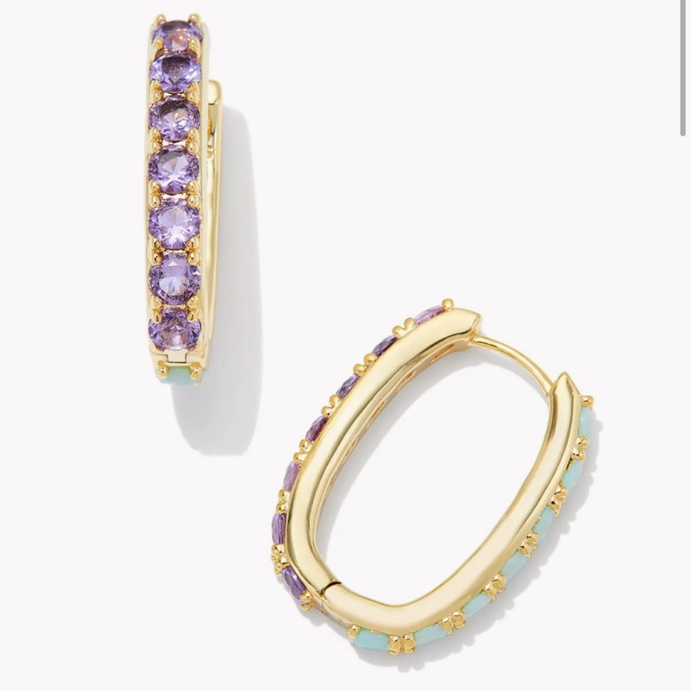 Kendra Scott chandler hoops green lilac mix (BRAND NEW!!)